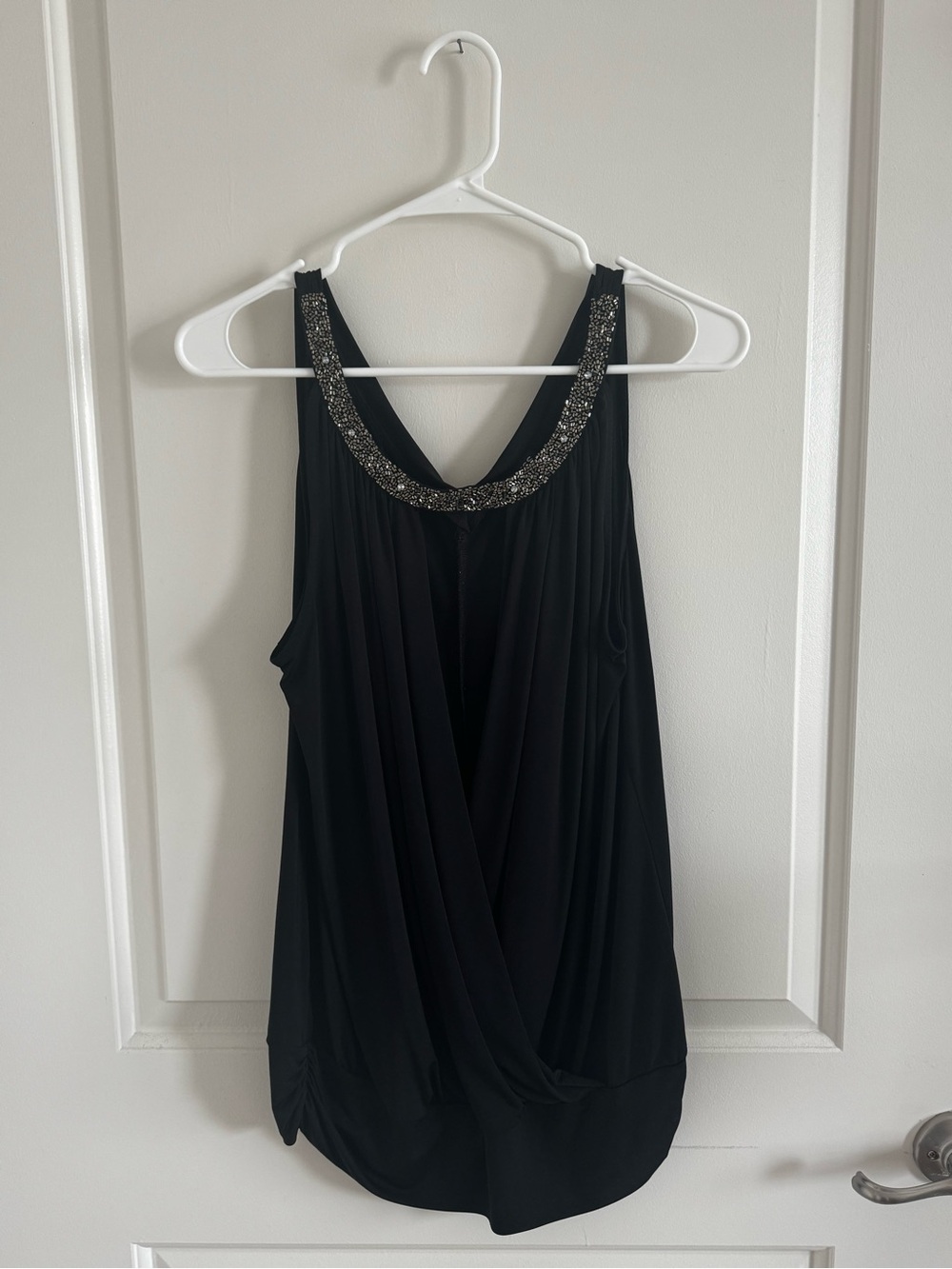 Express Black Sleeveless Camisole with Beaded Scoop Neck